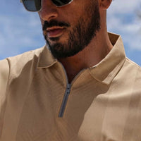 LCY | TONELY DARK DIAGONAL PRINTED ZIPPER POLO LCY