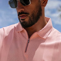 LCY | TONELY DARK DIAGONAL PRINTED ZIPPER POLO LCY