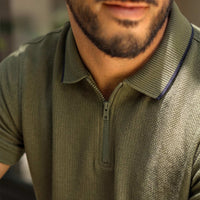 LCY | CONTRAST TIPPING COLLAR ZIPPER POLO LCY