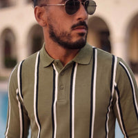 LCY | CONTRAST VERTICAL STRIPE LONG SLEEVE POLO LCY