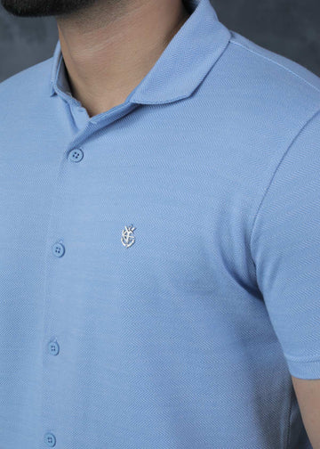 LCY  | Two Toned Diagonal Jacquard Polo Shirt LCY