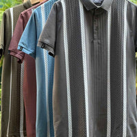 LCY | CONTRAST JAQUARD VERTICAL STRIPE POLO LCY