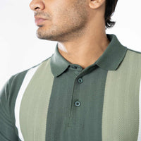 LCY | TWO-TONE CONTRAST VERTICAL STRIPE POLO LCY