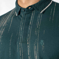 LCY | CONTRAST VERTICAL STREAK PRINT POLO LCY