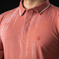 LCY | CONTRAST VERTICAL STREAK PRINT POLO LCY