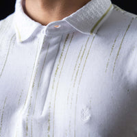 LCY | CONTRAST VERTICAL STREAK PRINT POLO LCY