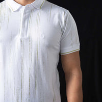 LCY | CONTRAST VERTICAL STREAK PRINT POLO LCY