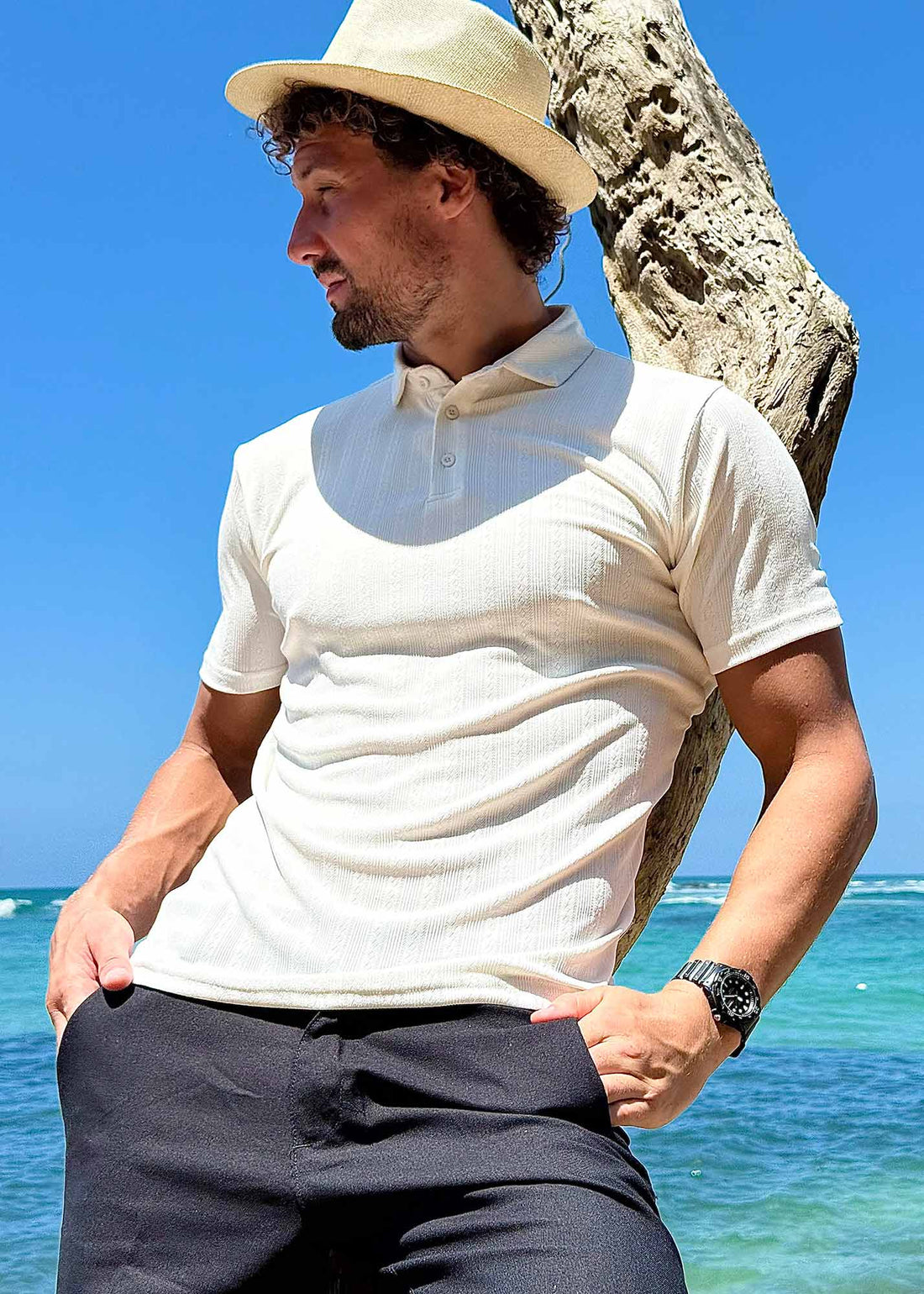 LCY | STRIPE TEXTURED POLO LCY
