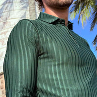 LCY | LONG SLEEVE TEXTURED STRIPE POLO LCY
