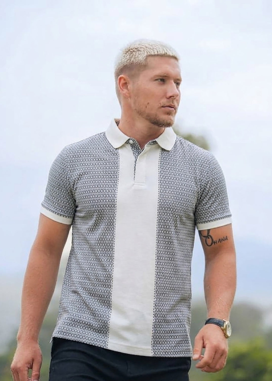 LCY | GEOMETRIC KNIT PATTERN POLO LCY