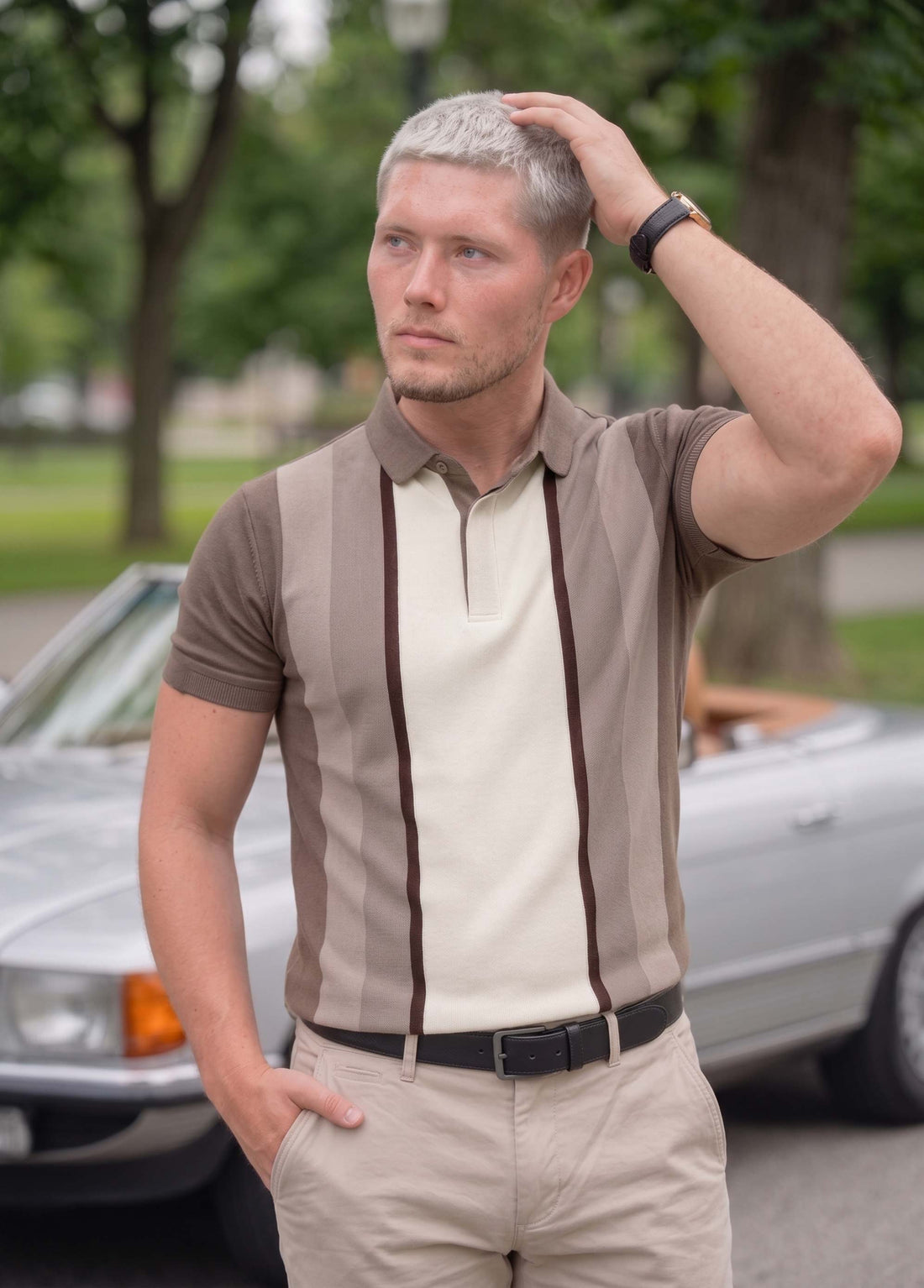 LCY | DUAL SHADE CONTRAST VERTICAL STRIPE POLO LCY
