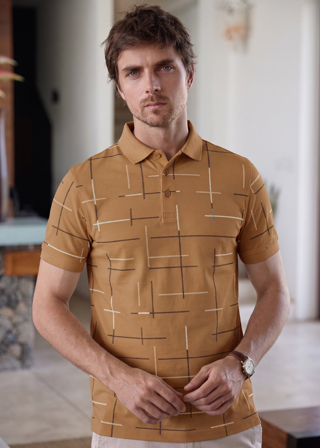 LCY | WINDOWPANE CHECK PATTERN AOP POLO LCY