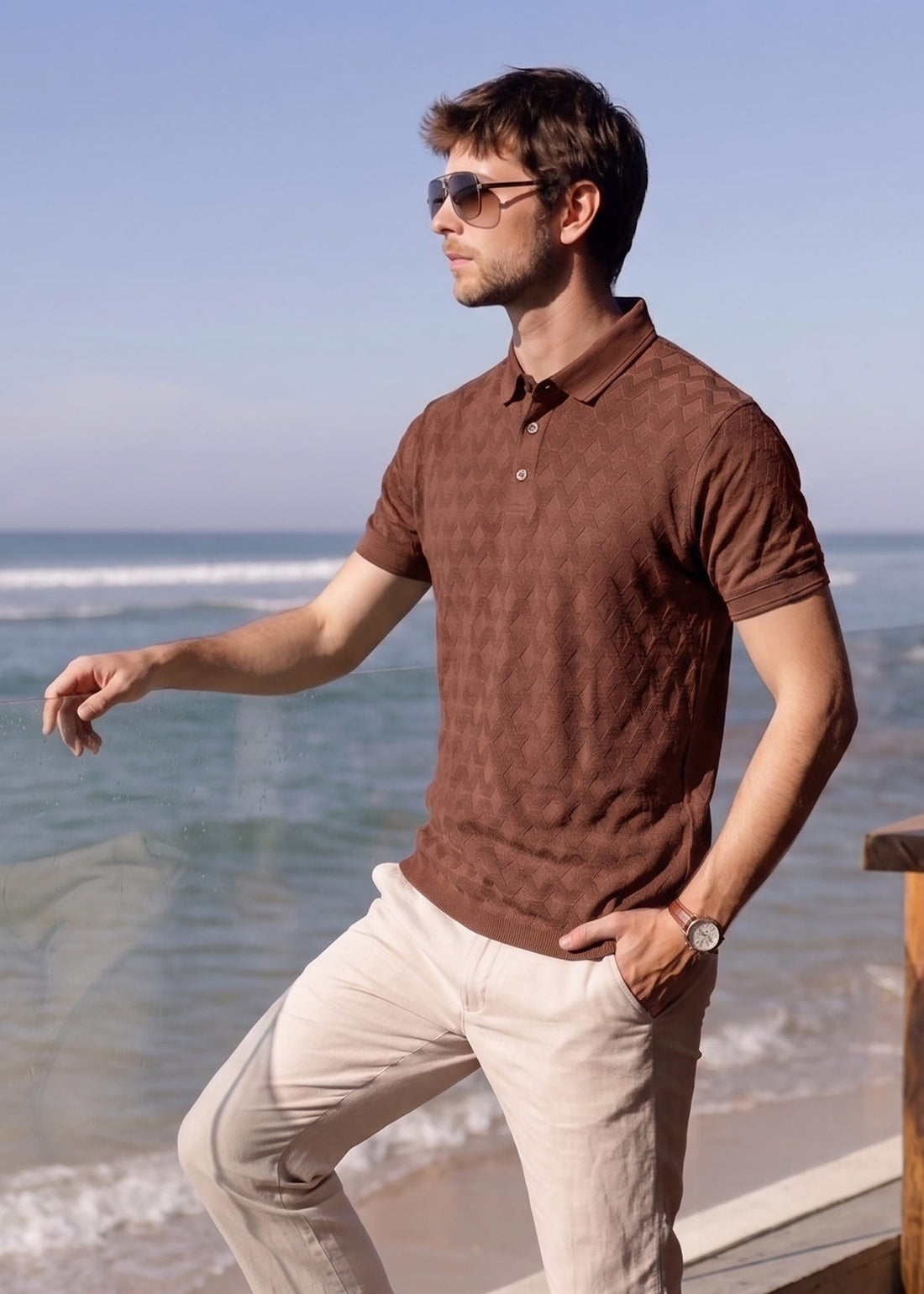 LCY | GEOMETRIC TEXTURED PATTERN POLO LCY