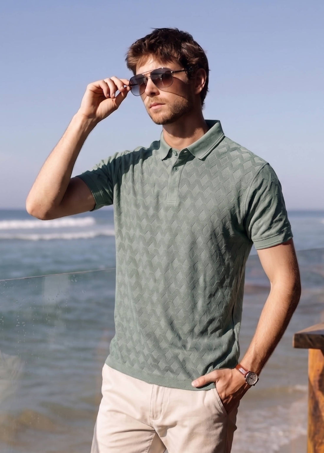 LCY | GEOMETRIC TEXTURED PATTERN POLO LCY