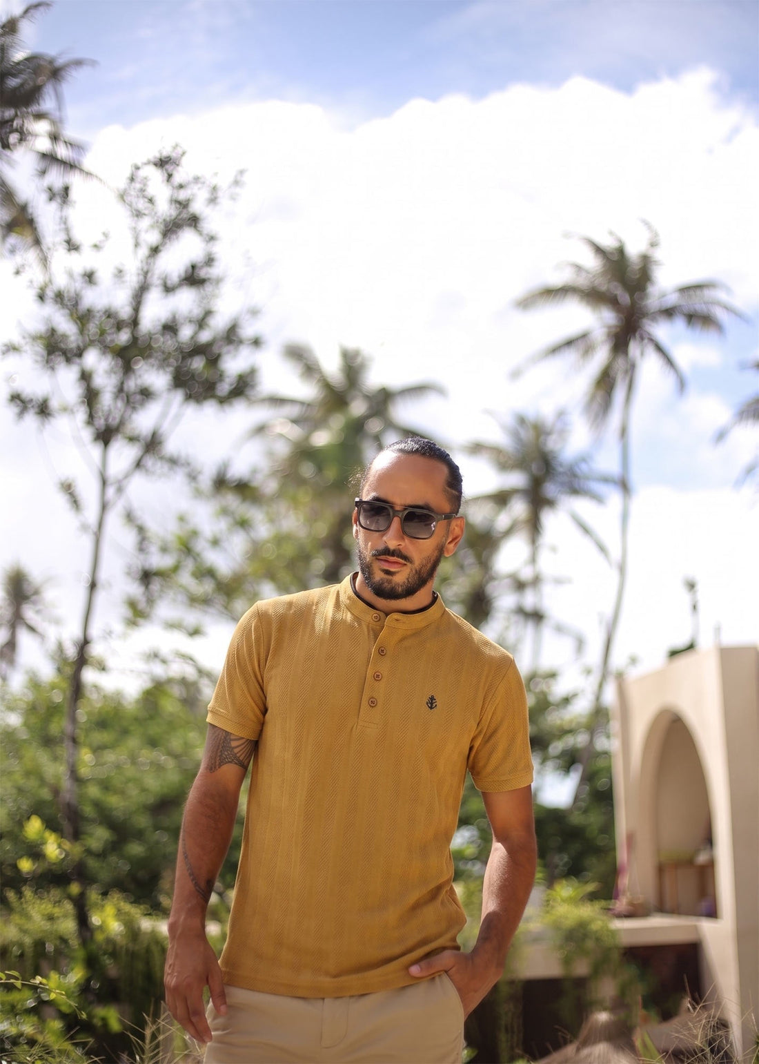 LCY | STRUCTURED MANDARIN COLLAR POLO LCY
