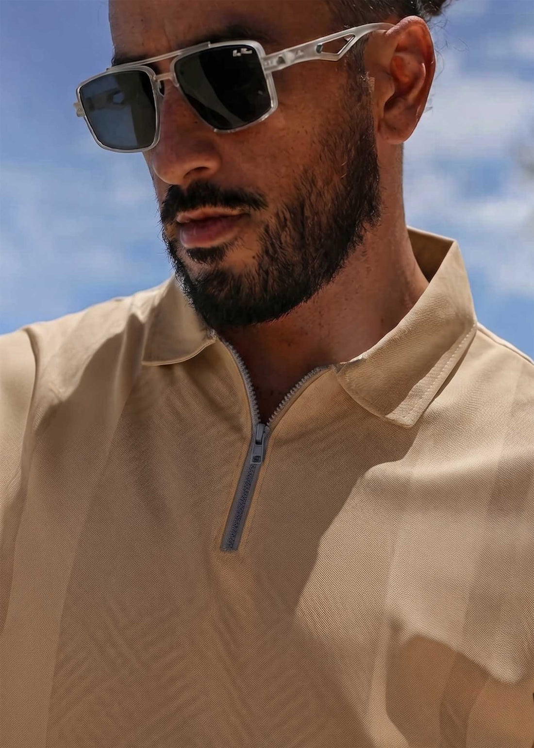 LCY | TONELY DARK DIAGONAL PRINTED ZIPPER POLO LCY