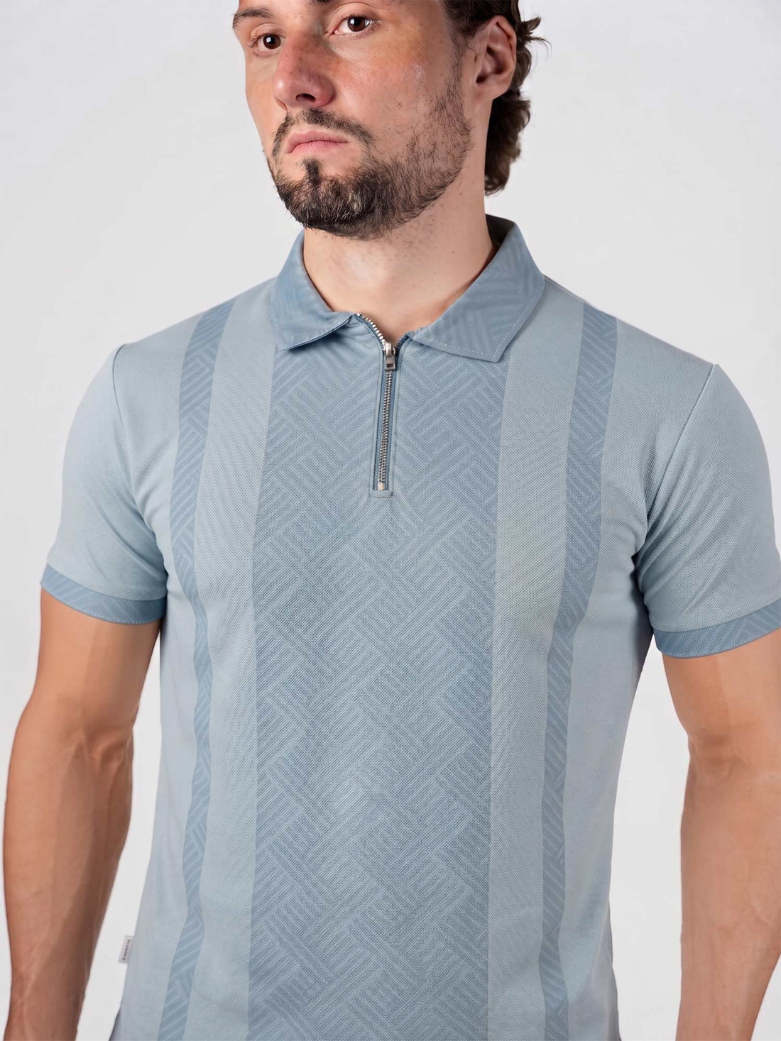LCY | TONELY DARK DIAGONAL PRINTED ZIPPER POLO LCY