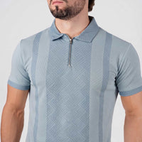 LCY | TONELY DARK DIAGONAL PRINTED ZIPPER POLO LCY