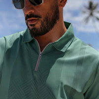 LCY | TONELY DARK DIAGONAL PRINTED ZIPPER POLO LCY