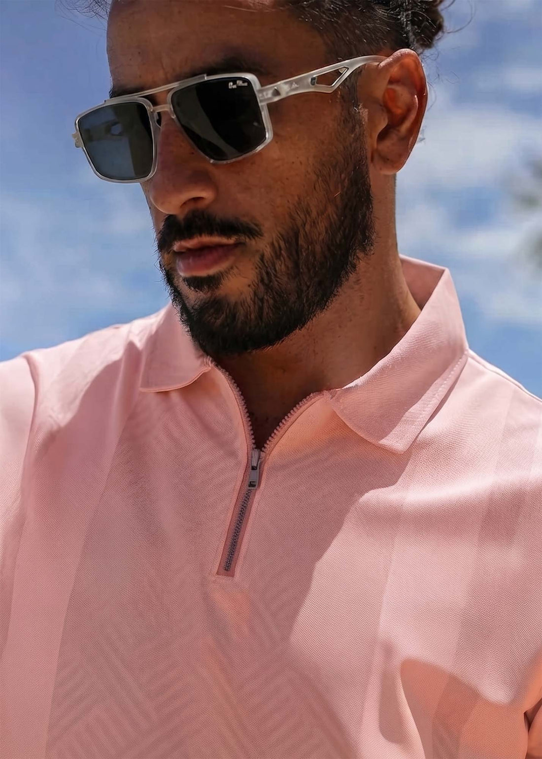 LCY | TONELY DARK DIAGONAL PRINTED ZIPPER POLO LCY