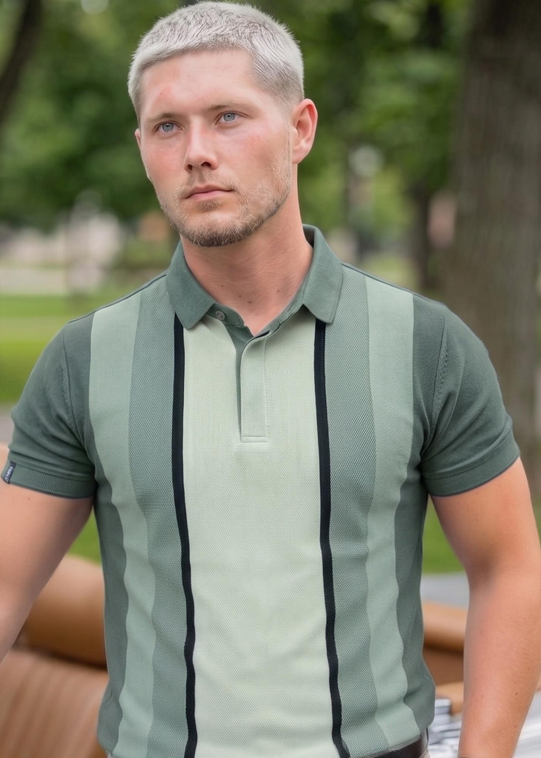 LCY | DUAL SHADE CONTRAST VERTICAL STRIPE POLO LCY