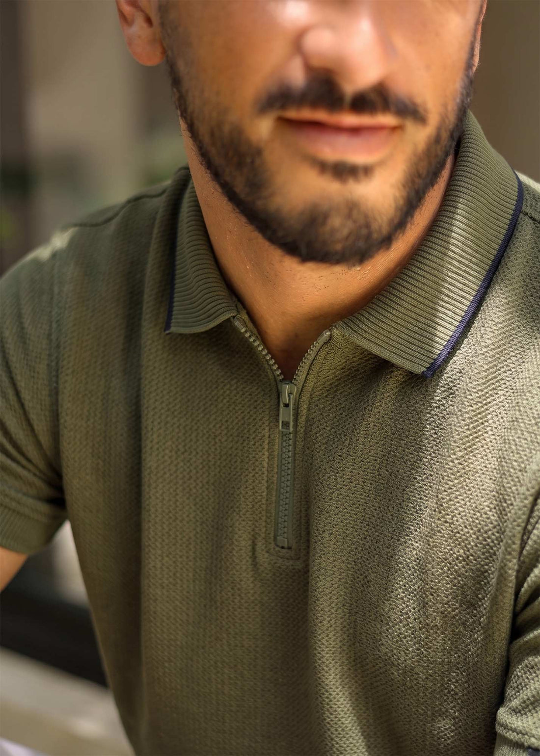 LCY | CONTRAST TIPPING COLLAR ZIPPER POLO LCY