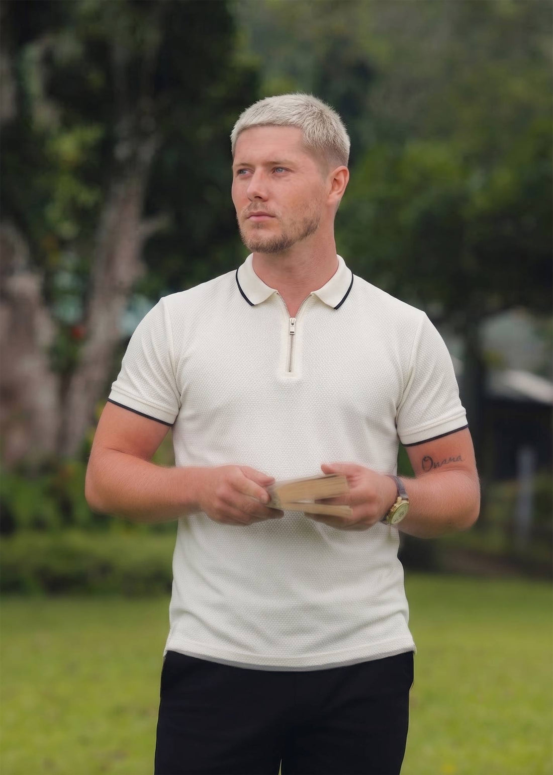LCY | CONTRAST TIPPING COLLAR ZIPPER POLO LCY