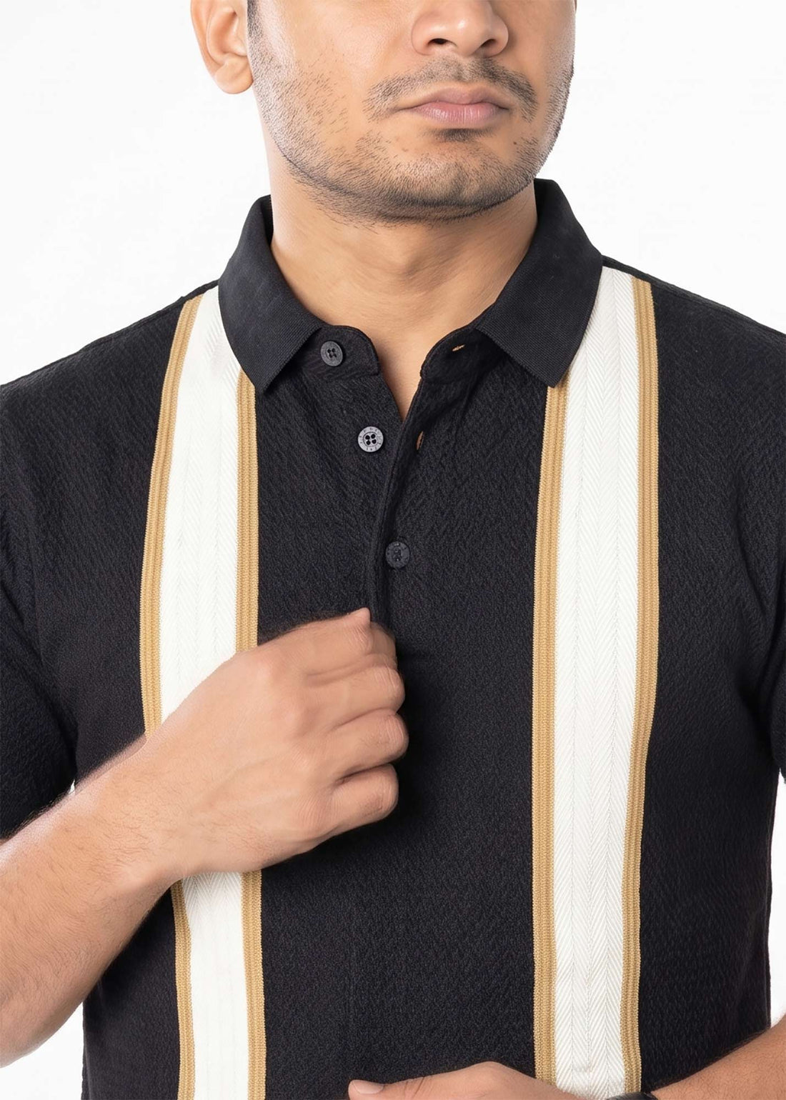 LCY | CONTRAST VERTICAL PANEL STRIPED POLO LCY