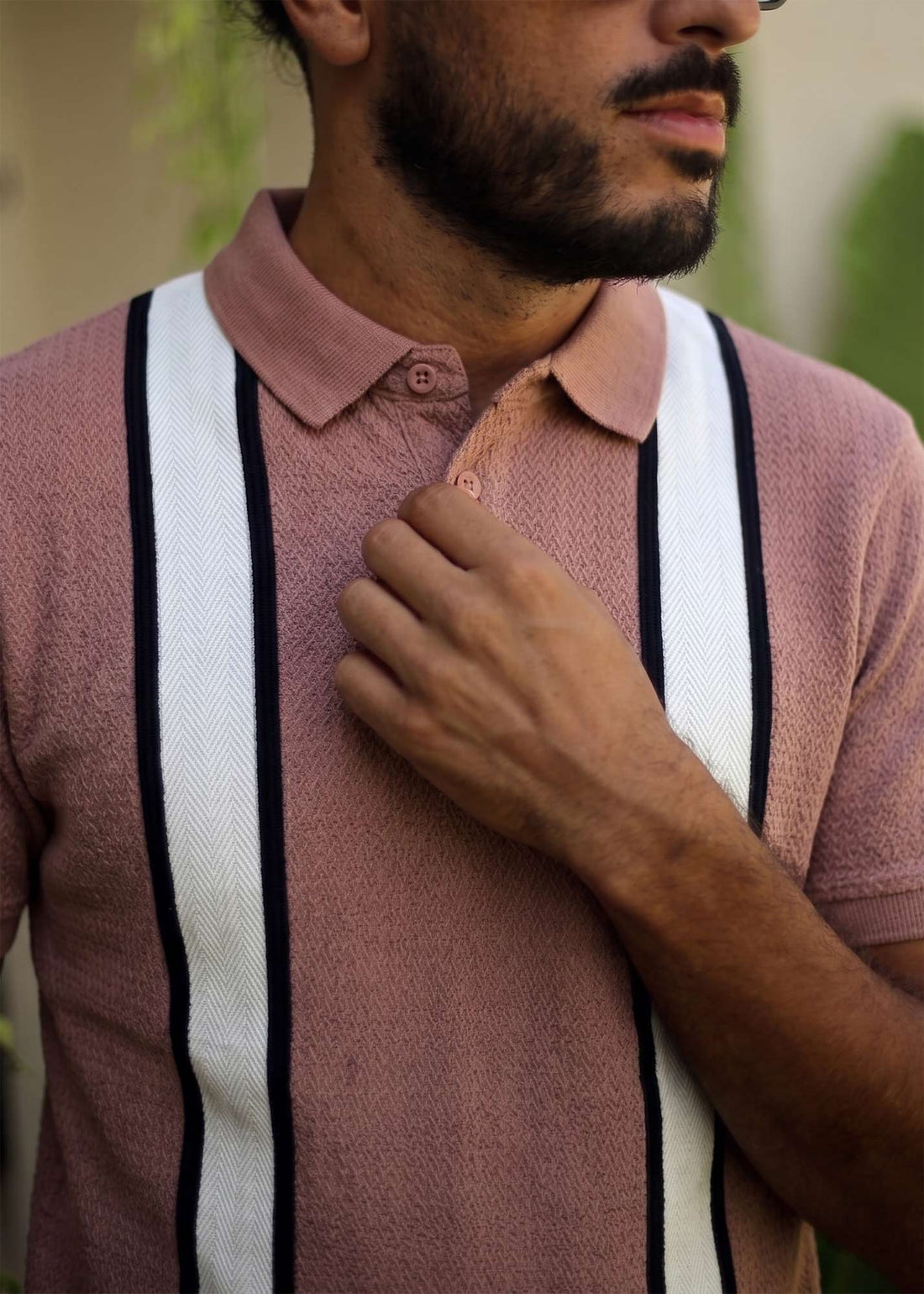 LCY | CONTRAST VERTICAL PANEL STRIPED POLO LCY