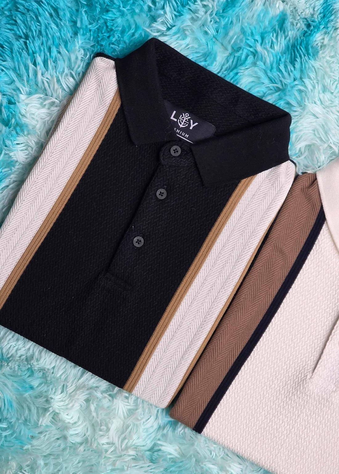 LCY | CONTRAST VERTICAL PANEL STRIPED POLO LCY