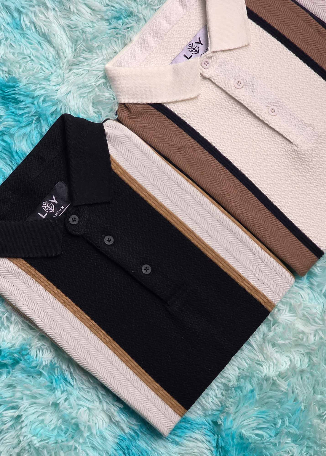LCY | CONTRAST VERTICAL PANEL STRIPED POLO LCY