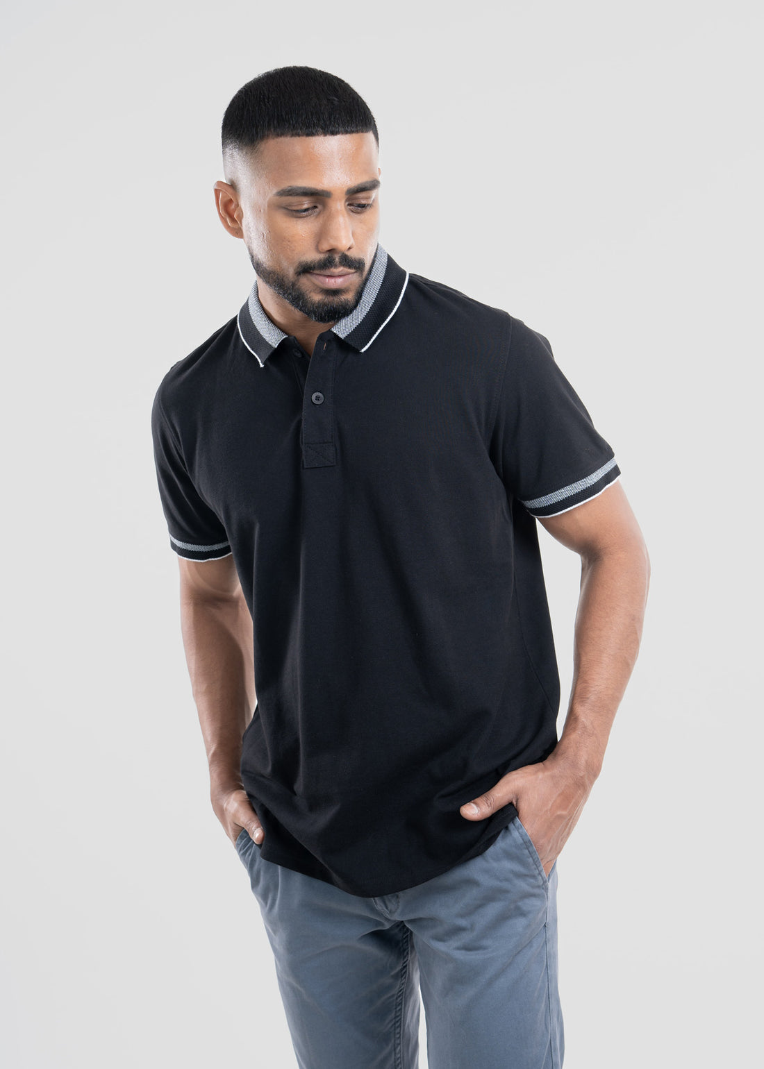 LCY | Stand Up Basics Textured Collar-Cuff Polo - LCY