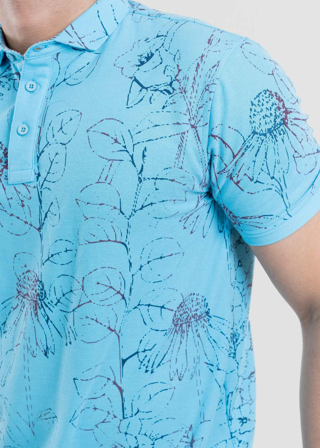 Elevated Summer Contrast Botanical AOP Polo LCY