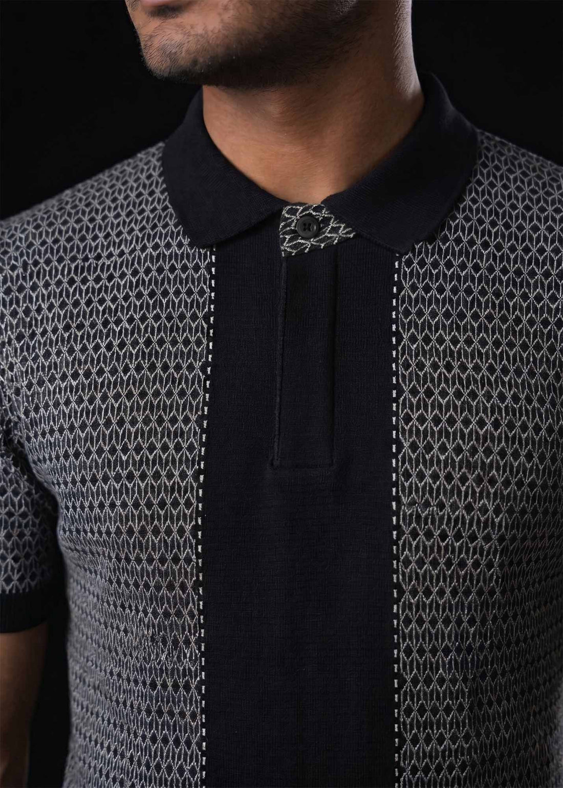 LCY | GEOMETRIC KNIT PATTERN POLO LCY