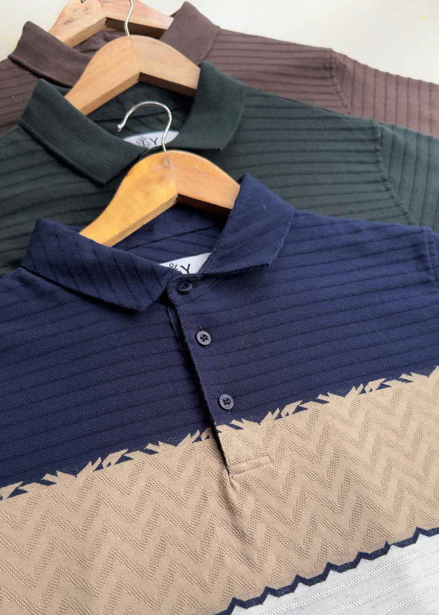 LCY | JACQUARD CHEVRON TEXTURED TAILOR POLO LCY