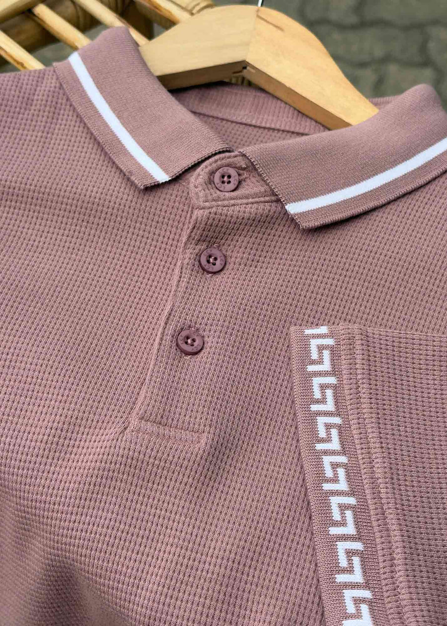 LCY | WAFFLE KNIT CONTRAST TIPPING POLO LCY