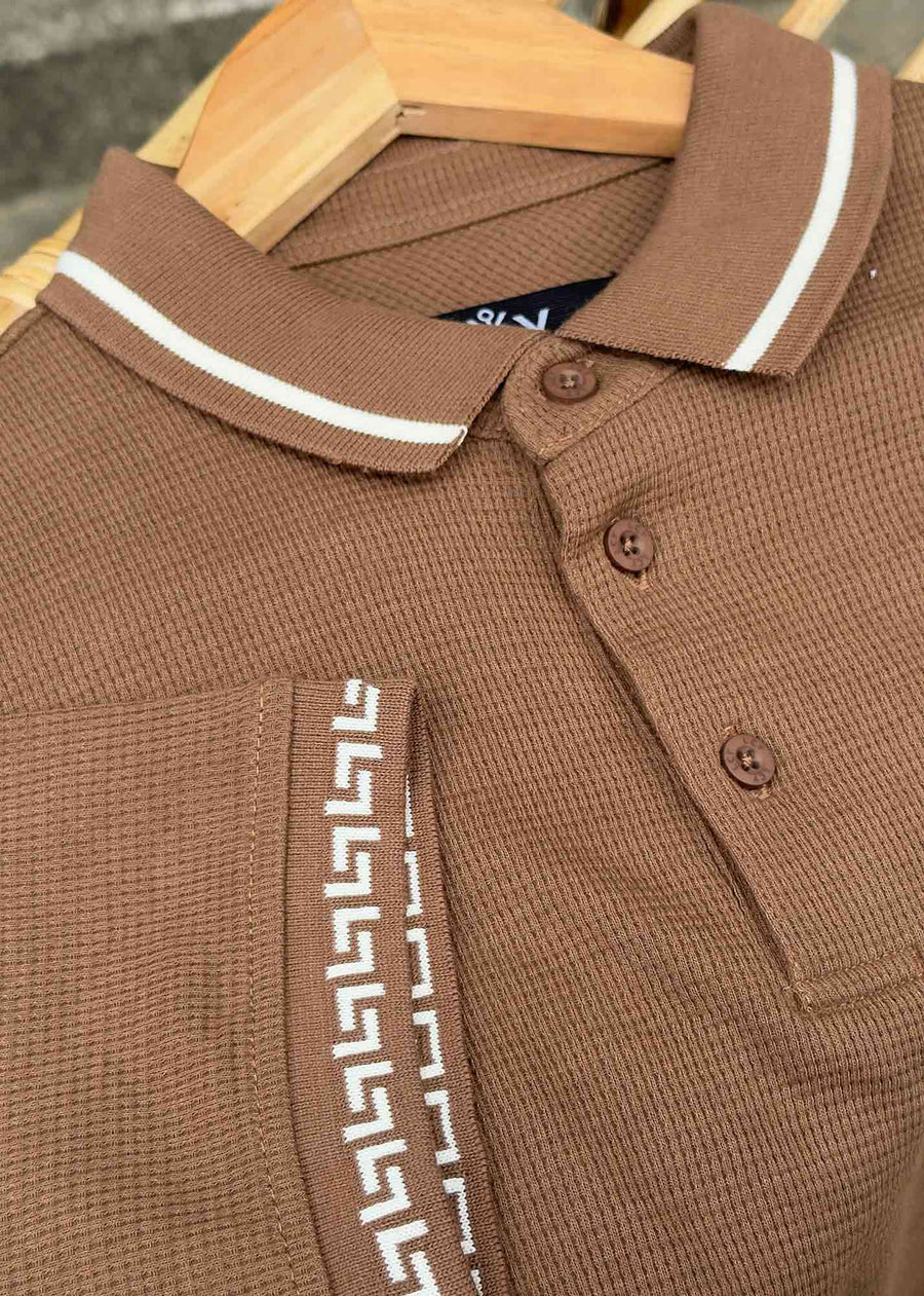 LCY | WAFFLE KNIT CONTRAST TIPPING POLO LCY