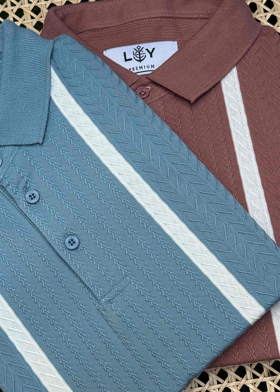 LCY | CONTRAST JAQUARD VERTICAL STRIPE POLO LCY