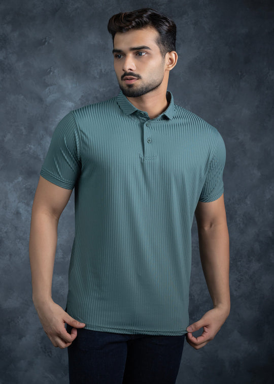 Structured Vertical Stripe Polo Shirt LCY