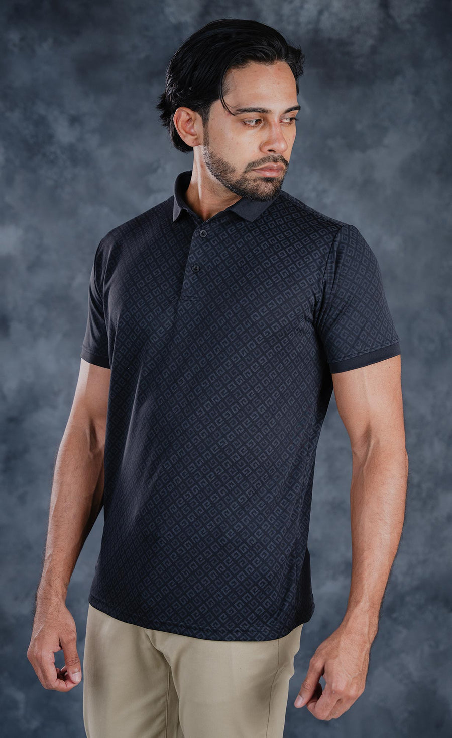 LCY | AW TONELY DARK GEOMETRIC AOP POLO LCY