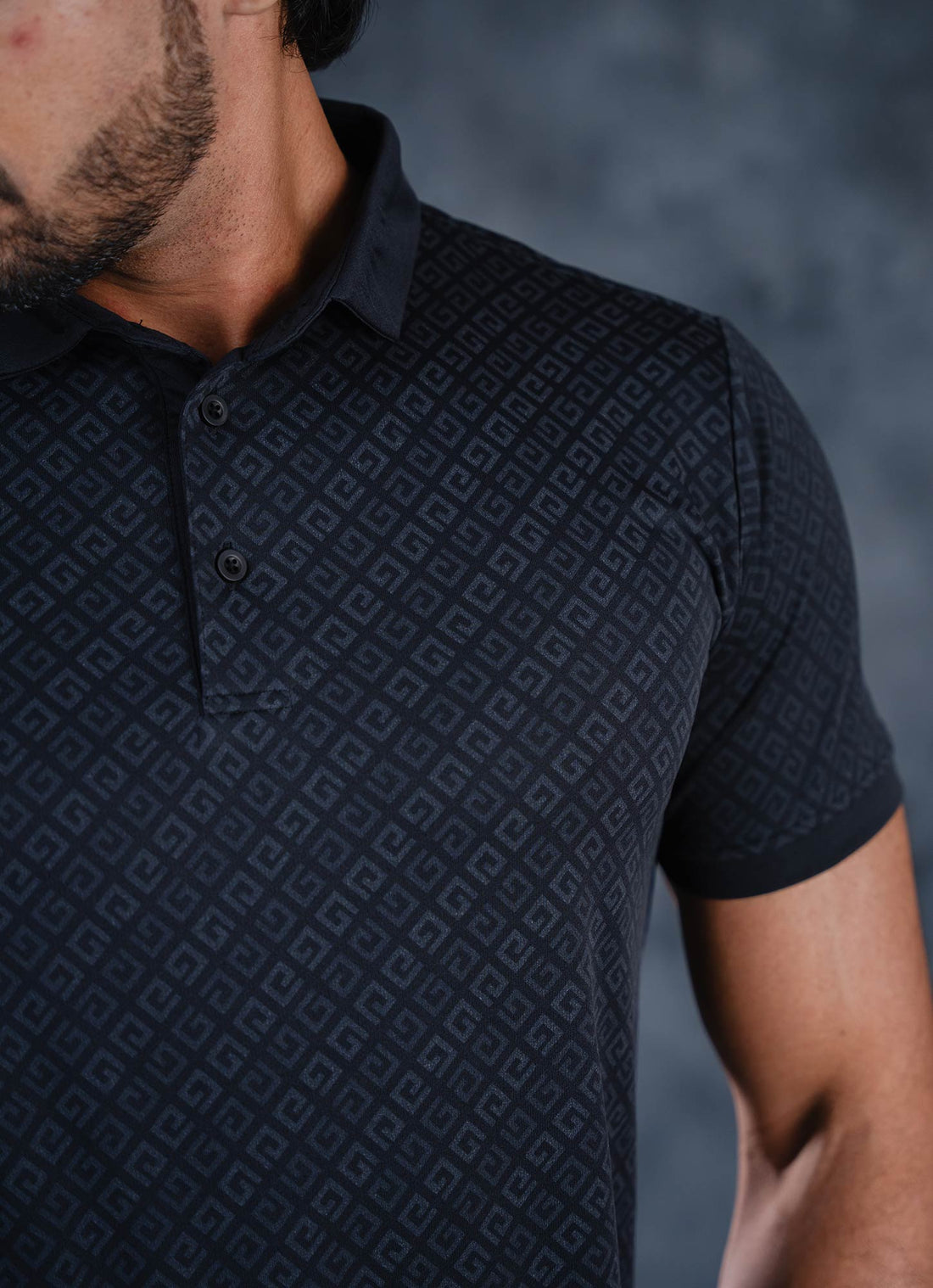 LCY | AW TONELY DARK GEOMETRIC AOP POLO LCY