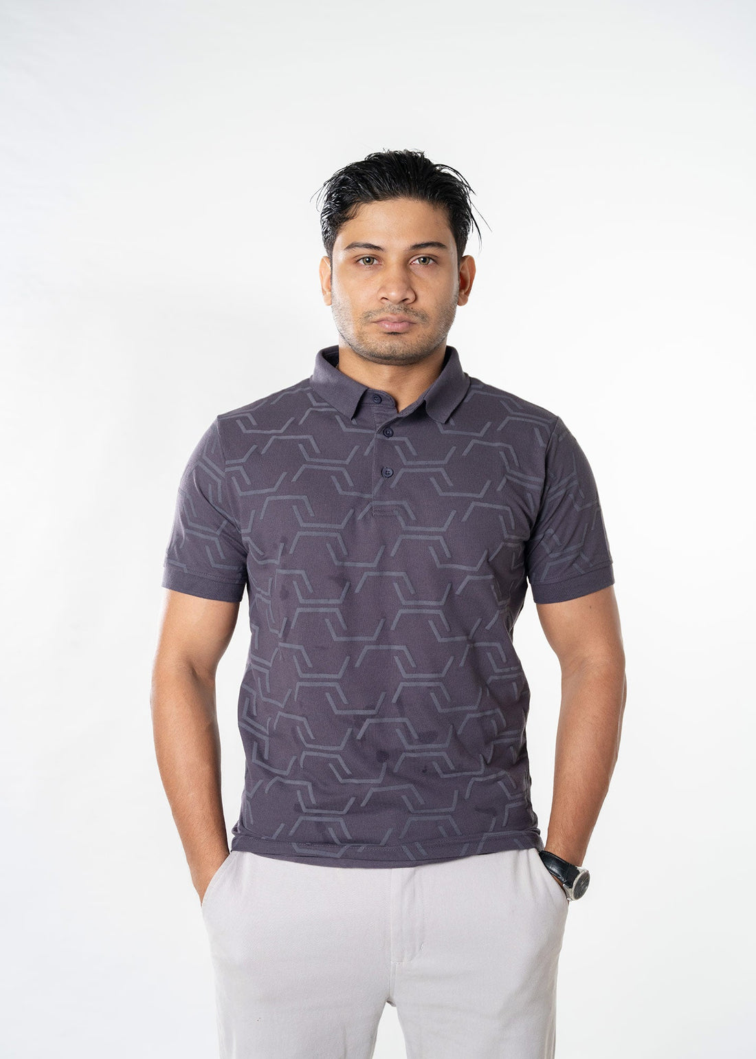 LCY | EMBOSSED JACQUARD TEXTURE POLO LCY