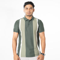 LCY | TWO-TONE CONTRAST VERTICAL STRIPE POLO LCY