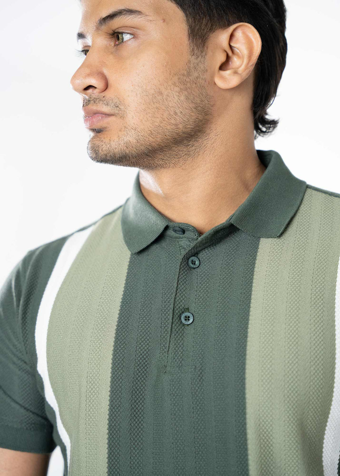 LCY | TWO-TONE CONTRAST VERTICAL STRIPE POLO LCY