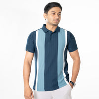LCY | TWO-TONE CONTRAST VERTICAL STRIPE POLO LCY