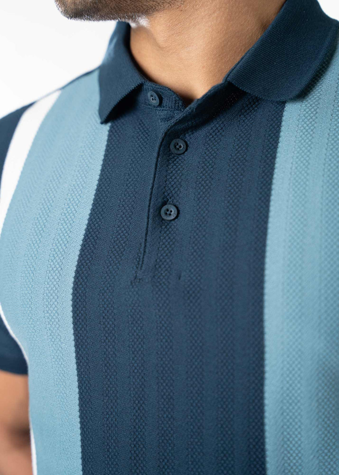 LCY | TWO-TONE CONTRAST VERTICAL STRIPE POLO LCY