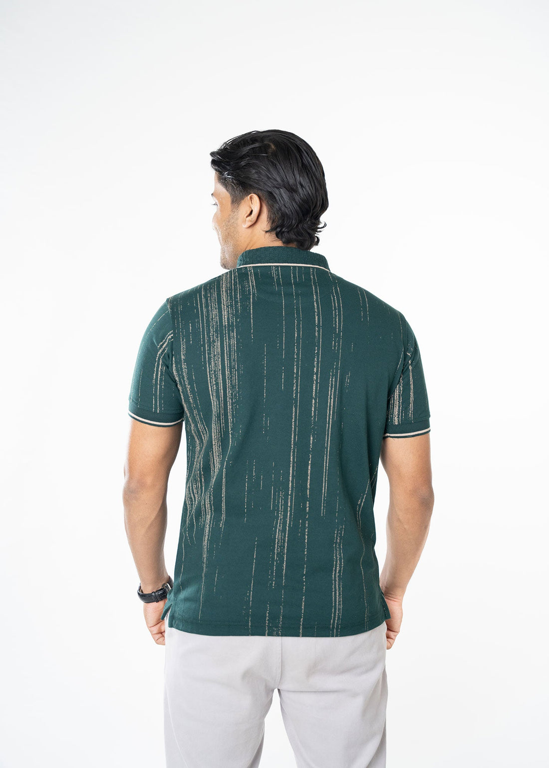 LCY | CONTRAST VERTICAL STREAK PRINT POLO LCY