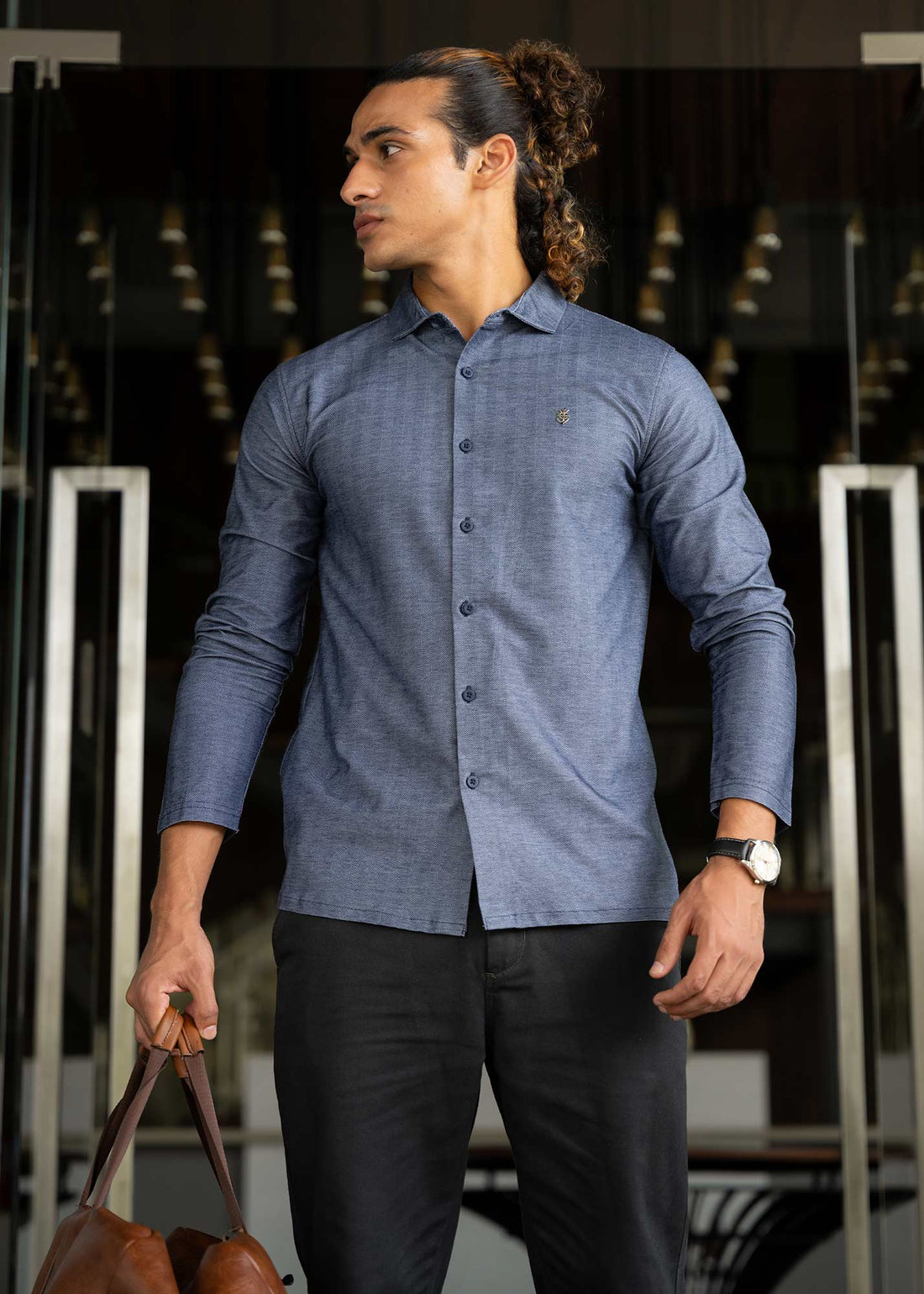 LCY | STRUCTURED DIAGONAL HYBRID SHIRT- LONG SLEEVE