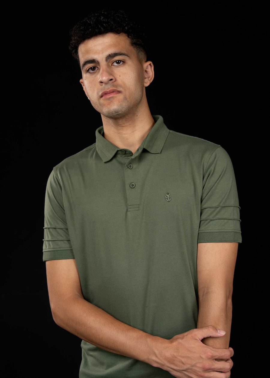 LCY | STRIPED RIB SLEEVED POLO LCY