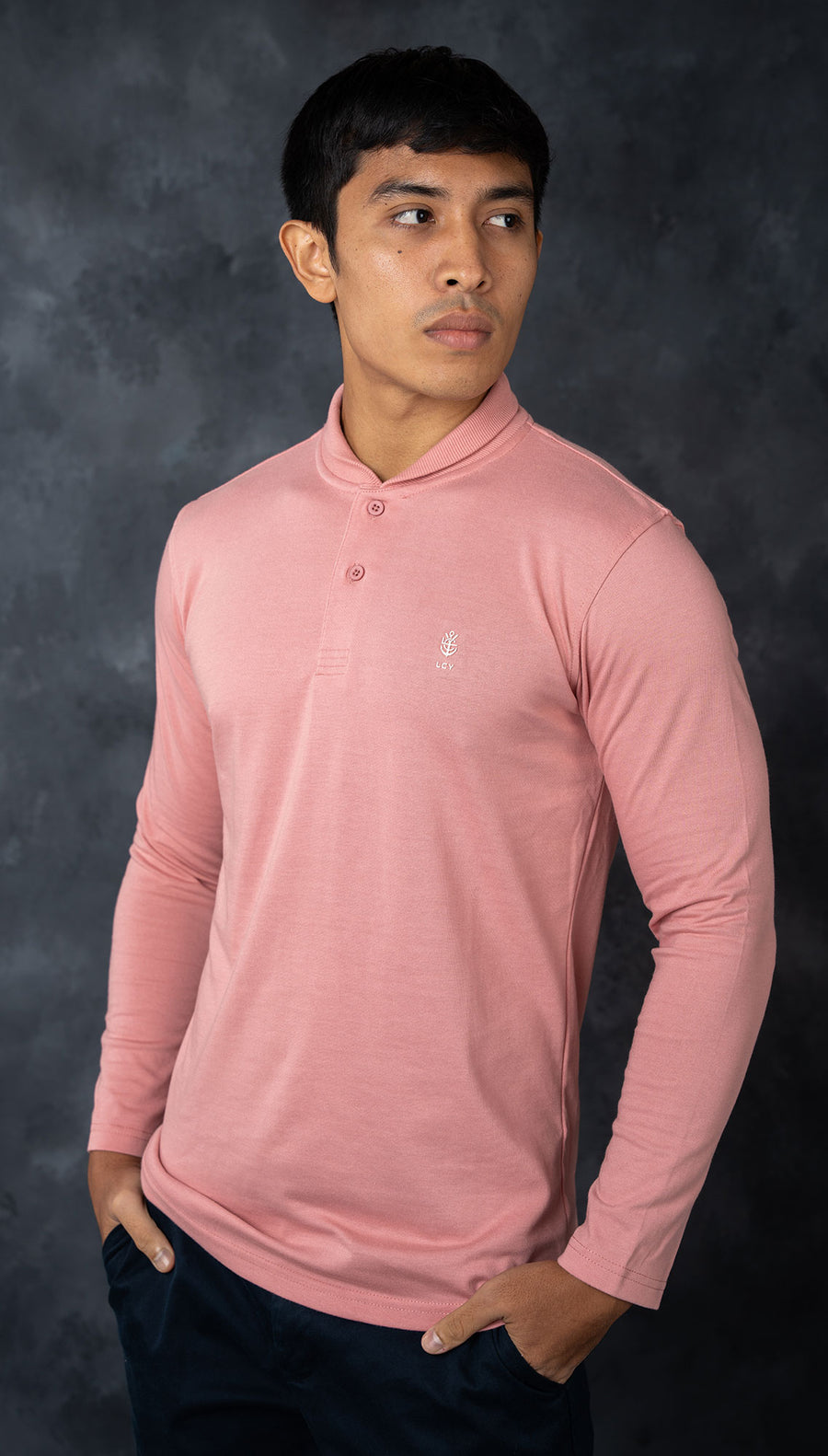 LCY | MANDARIN COLLAR LONG SLEEVE POLO LCY